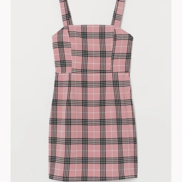 H&M | Dresses | Hm Pink Plaid Mini Dress | Poshmark